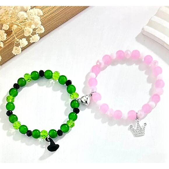 Best Friendship Magnetic Wicked Inspired Evil Queen Princess Glass Bead Bracelet - Picture 5 of 7